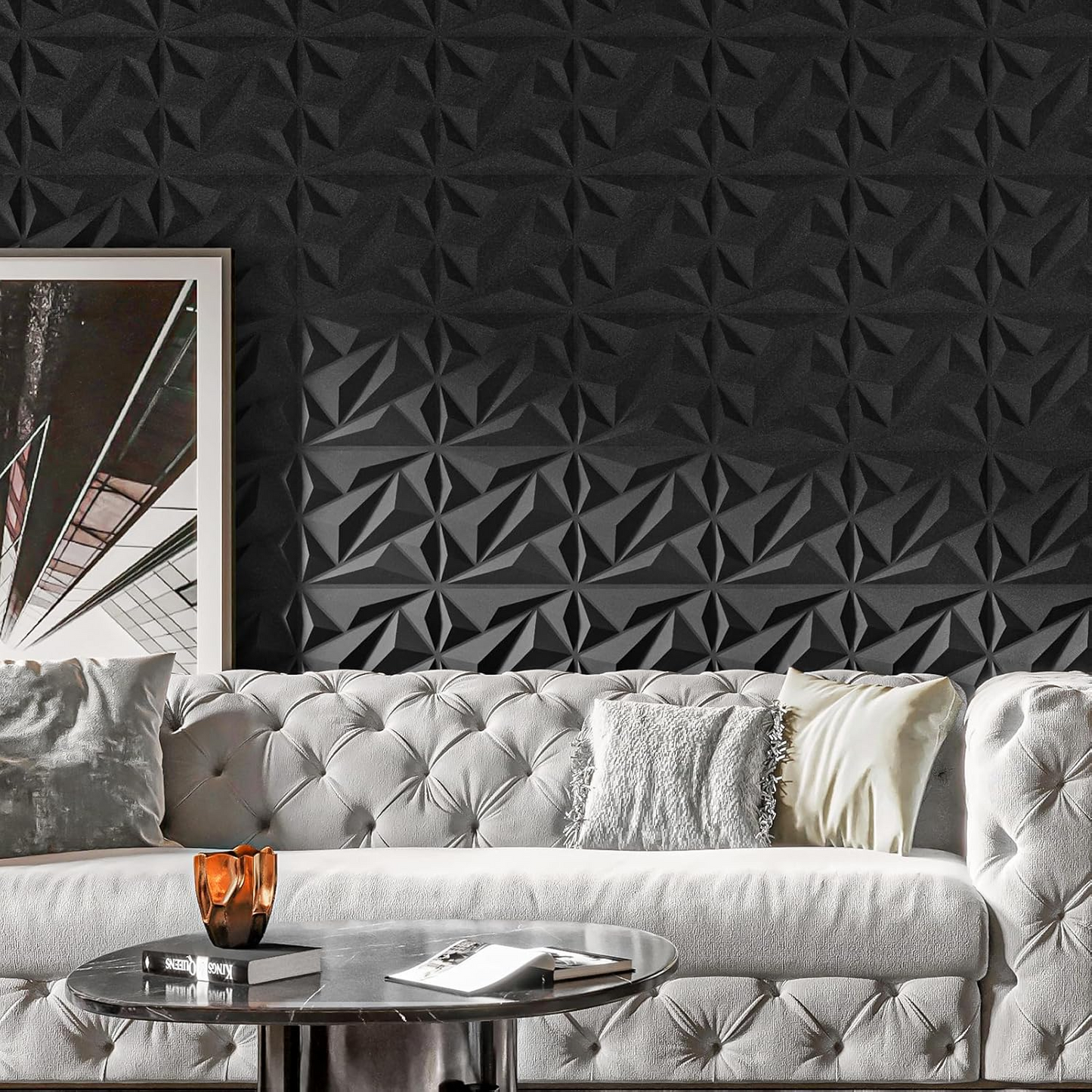 3D Black Diamond PVC Wall Panels