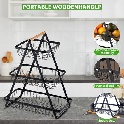3 Tier Countertop Iron Storage Basket