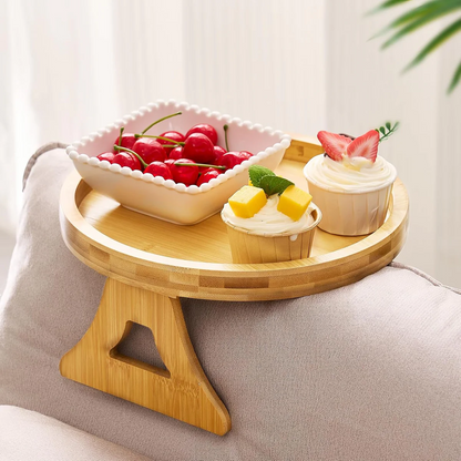 Round Bamboo Sofa Arm Tray