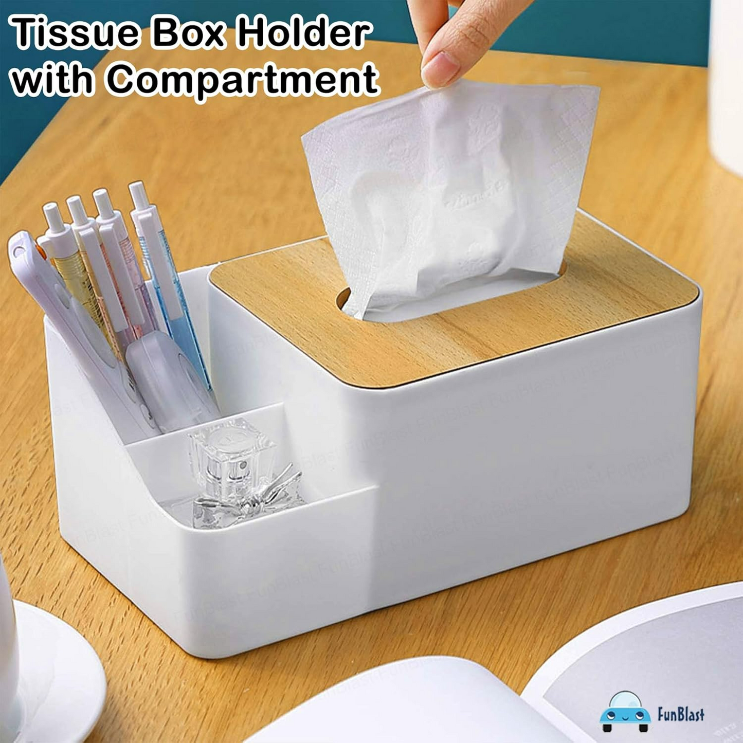 White Tissue Box – Multi-Function Plastic Napkin Holder & Organiser