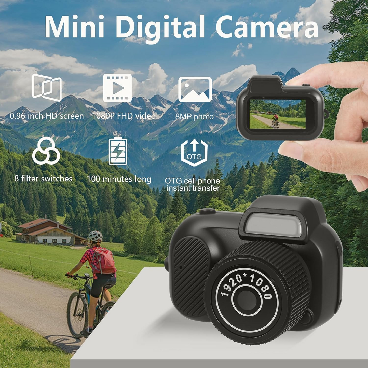 Mini Keychain Camera, 8MP, Supports SD Card Images, with Screen, Mini Digital Body Camera