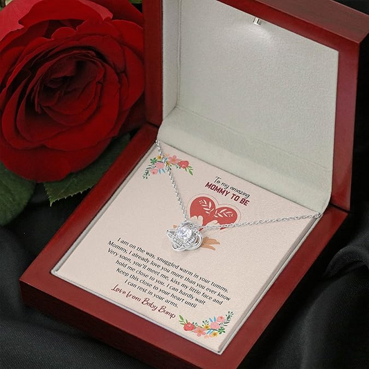 Love Knot Pendant for Her, Necklace with Message Card, Couple Jewelry