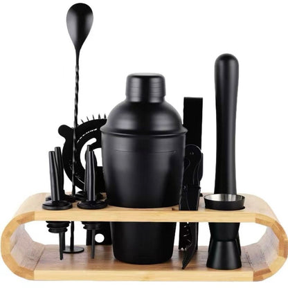Cocktail Shaker Set Bartender Kit, Bar Set with Bamboo Stand 12 Piece Bartending Tools with Mocktail Recipes Booklet