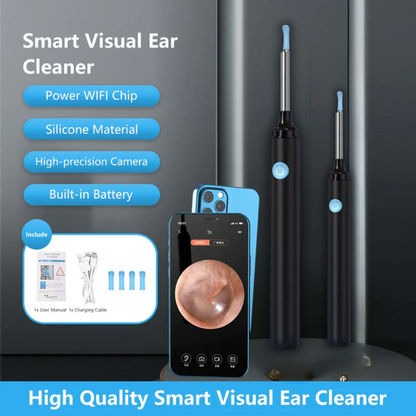 White Ear Wax Removal Tool with Camera – HD Ear Cleaner with 6 LED Lights