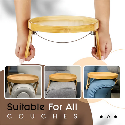 Round Bamboo Sofa Arm Tray
