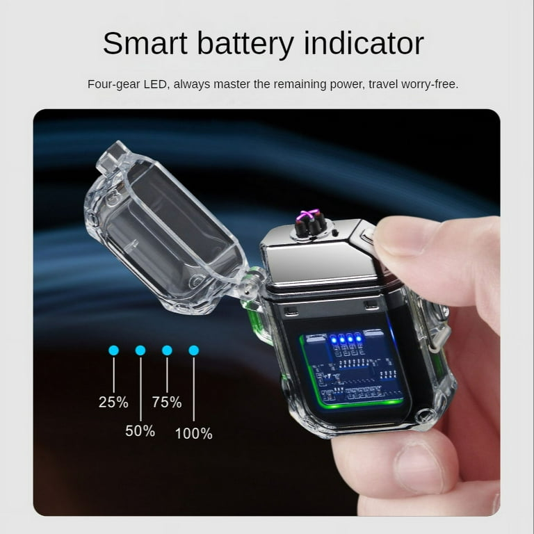 Waterproof Electric Torch Transparent Lighter, Windproof Plasma Lighter, USB Rechargeable, Outdoor Camping Gift, Dual ARC