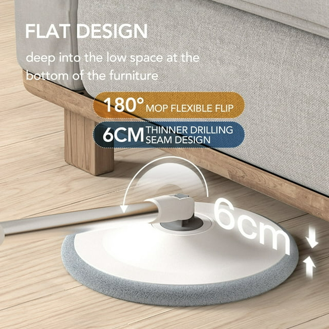 Circle Round Microfiber Floor Mop and Bucket Set – 180° Rotating Mop Head with Round Bucket & Adjustable Handle