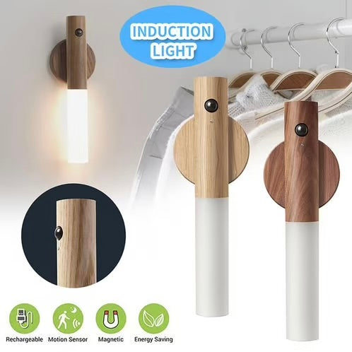 Rechargeable Led Light Motion Sensor Magnetic Wood Wall Light
