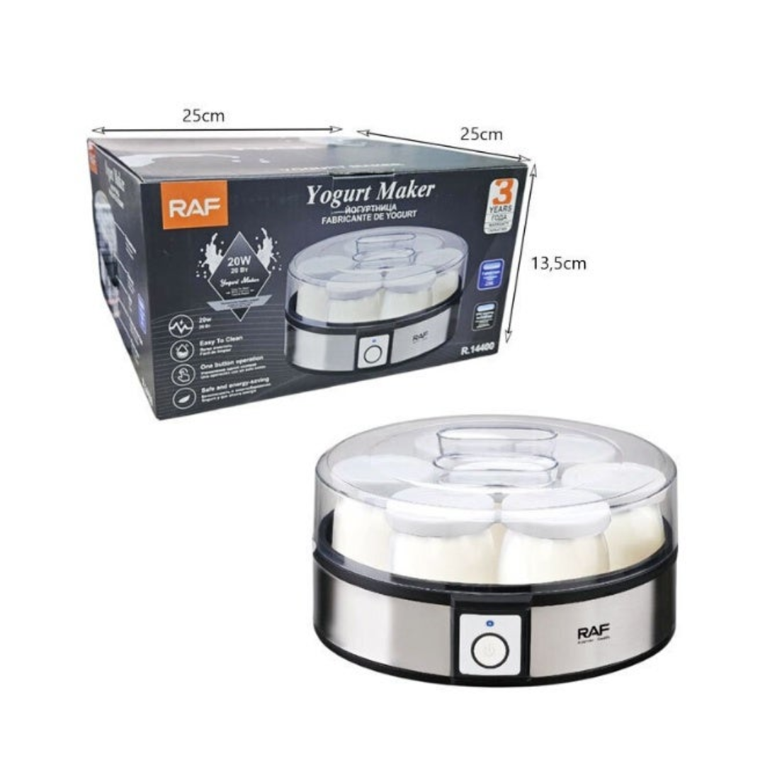 RAF Yogurt Maker, 20W Electric Automatic Yogurt Machine with 7 Glass Jars – Healthy Homemade Yogurt Maker R14400