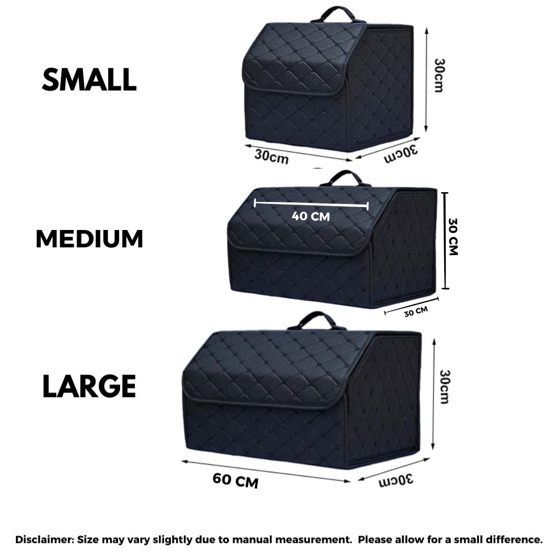 Large Capacity Multipurpose Tools Storage Bag, Car Trunk Organizer Box,Foldable Leather for Emergency