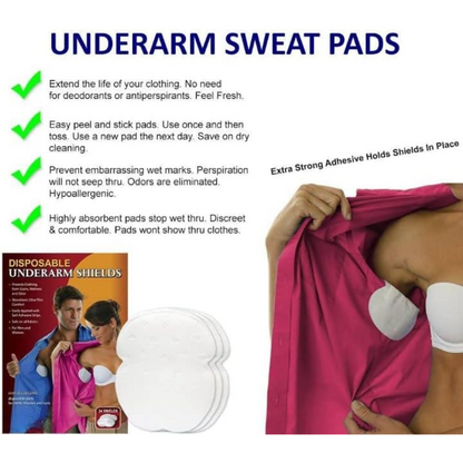 Disposable Underarm Sweat Pads, Odor-Blocking Protection