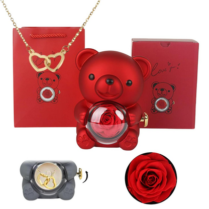 Eternal Rose Bear Box With Necklace