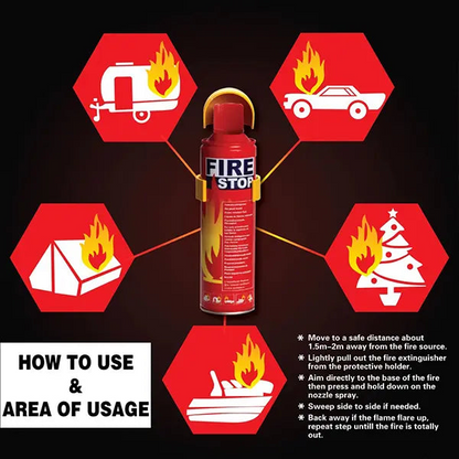 Fire Extinguisher Spray with Stand for Car and Home Use | Fire Stop Aluminium Spray