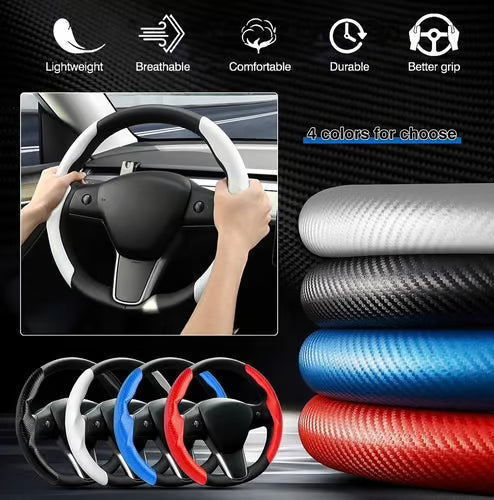 Car carbon fiber steering wheel cover non slip