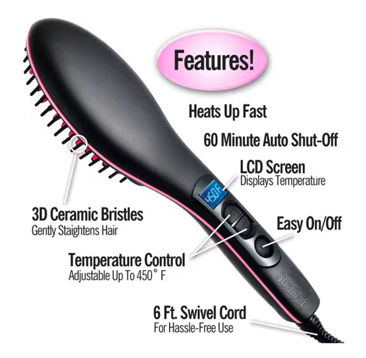 Hair Straightener Brush Ceramic