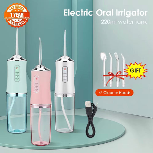 Professional Oral Irrigator for Teeth & Gums with 4 Jet Tips, 3 Modes & 360° Rotation , Water Dental Flosser