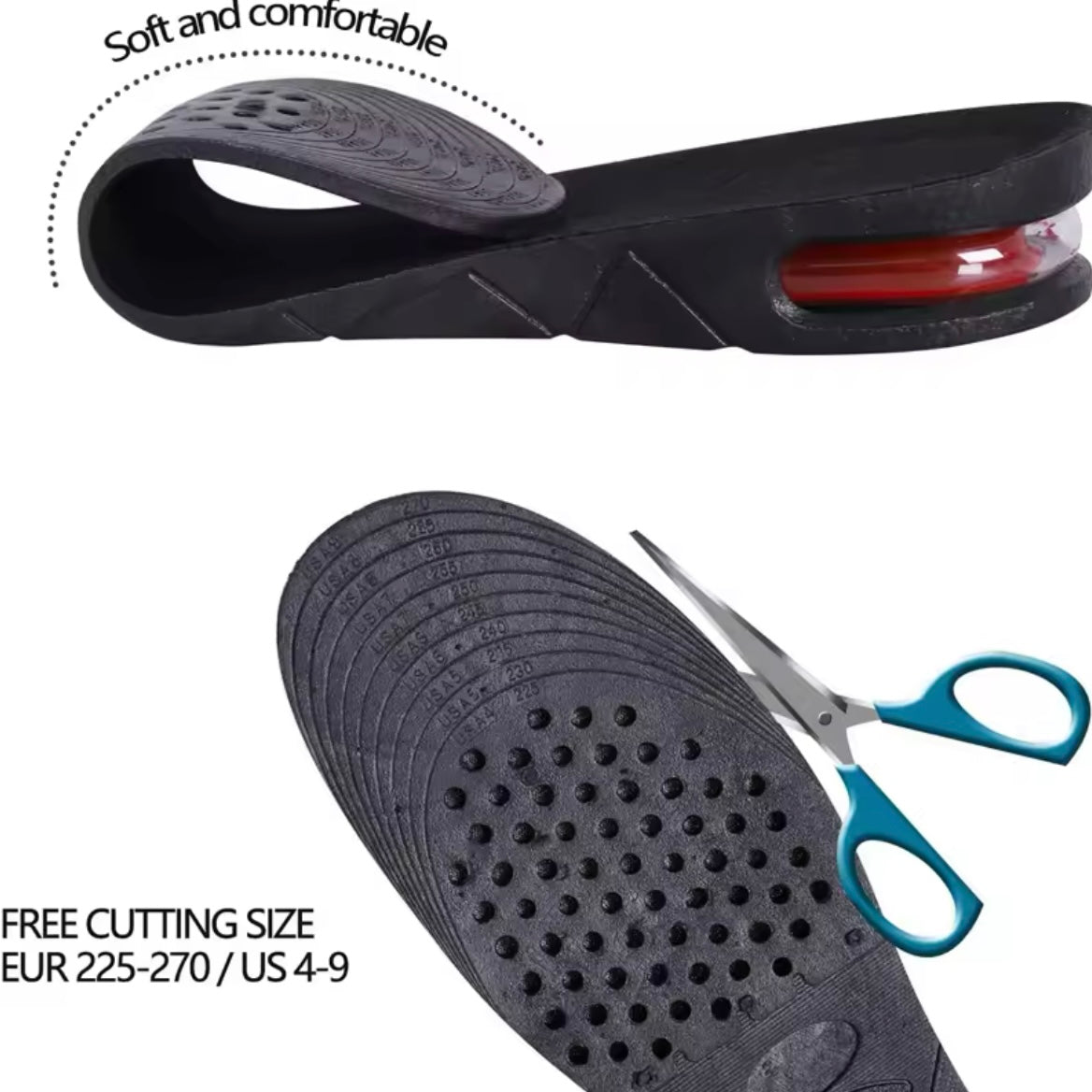 Foot Height Increase Insole With Air Cushion Adjustable Shoe