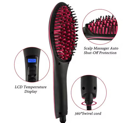 Hair Straightener Brush Ceramic