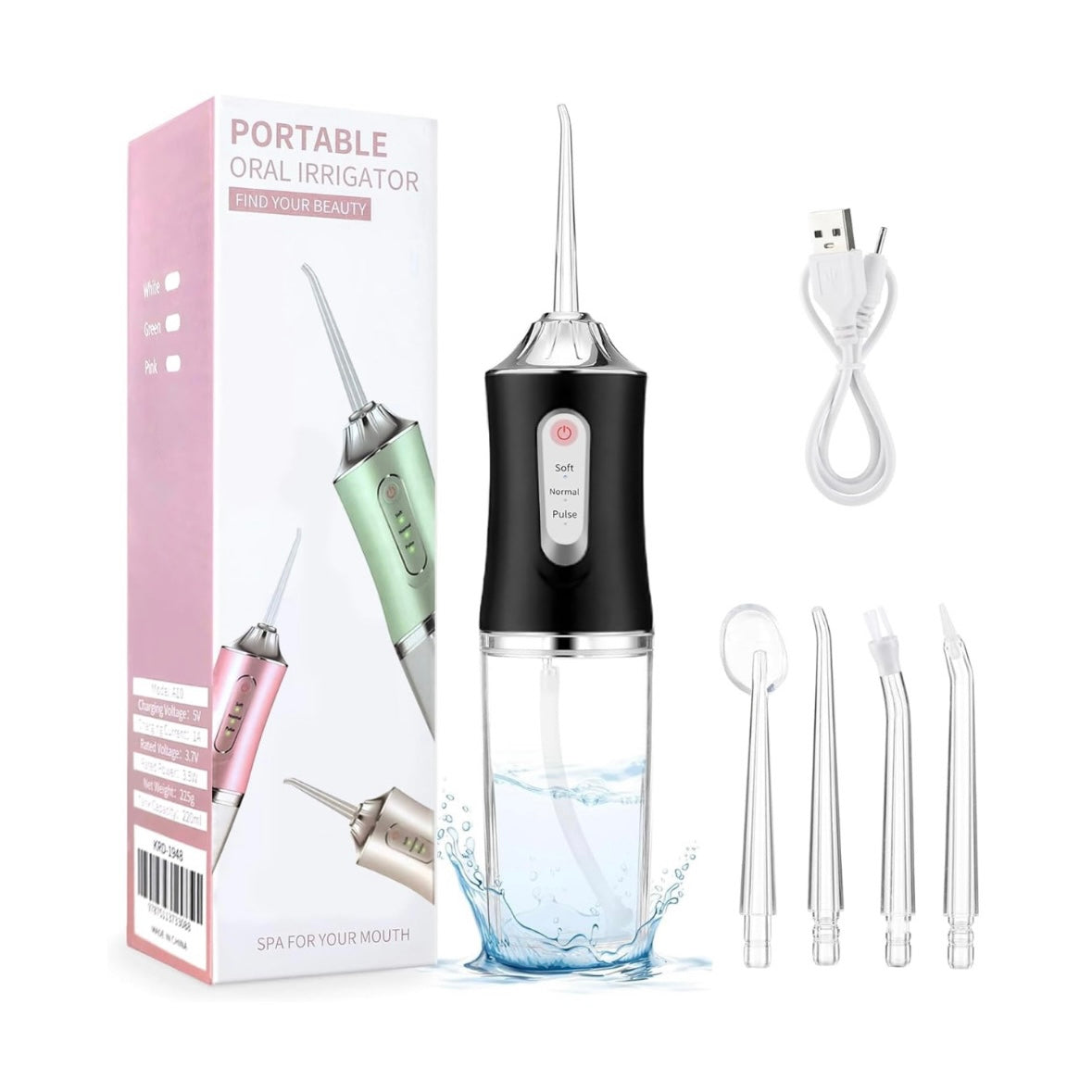 Professional Oral Irrigator for Teeth & Gums with 4 Jet Tips, 3 Modes & 360° Rotation , Water Dental Flosser