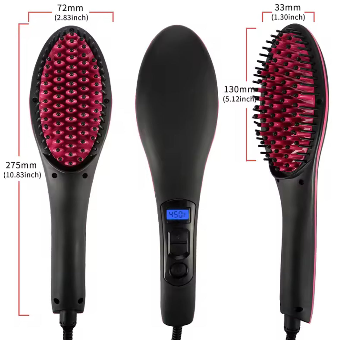 Hair Straightener Brush Ceramic