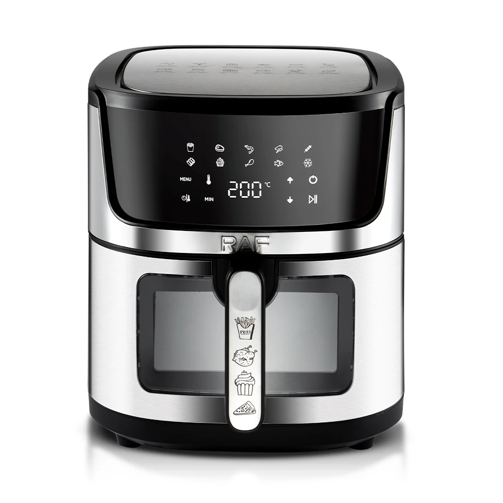 RAF Digital Air Fryer 9L – 1950W Power, 360° Hot Air Circulation, Touchscreen | Oil-Free Healthy Cooking, Stainless Steel R5395