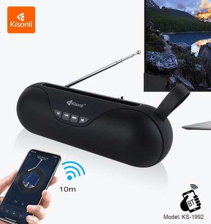 Kisonli KS1992 Wireless Bluetooth Loud Speaker USB, SD, FM, Black