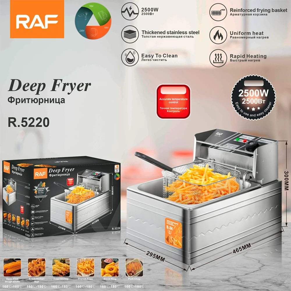 RAF Electric Deep Air Fryer 2500W 5.5L R5220