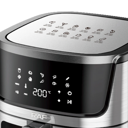 RAF Digital Air Fryer 9L – 1950W Power, 360° Hot Air Circulation, Touchscreen | Oil-Free Healthy Cooking, Stainless Steel R5395
