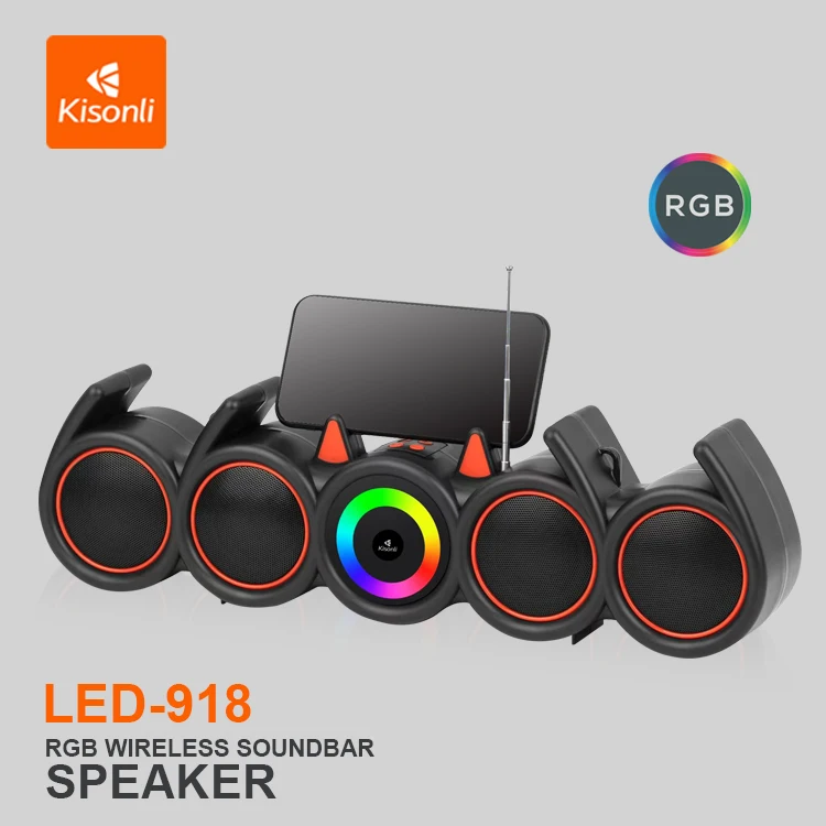 Kisonli Soundbar Bluetooth RGB Speaker With Dynamic RGB Lighting LED-918