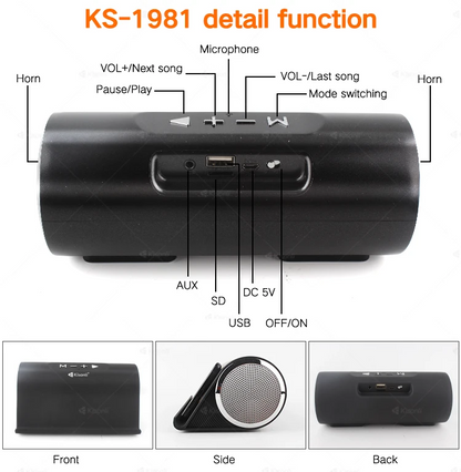 Kisonli KS-1981 Party Speaker Bluetooth Super Bass Portable Mobile Phone Holder Portable Smart Speaker