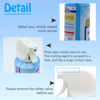 Instant Cooling Spray – 180ml Cool Ice Dry Spray, Fast-Acting Car & Body Cooling Mist, Spray for Summer Heat Relief