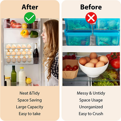 Egg Holder for Refrigerator 30 Coun, 3 Layer Vertical Clear Plastic