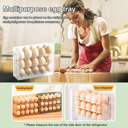 Egg Holder for Refrigerator 30 Coun, 3 Layer Vertical Clear Plastic