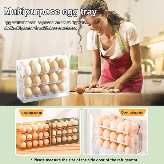 Egg Holder for Refrigerator 30 Coun, 3 Layer Vertical Clear Plastic