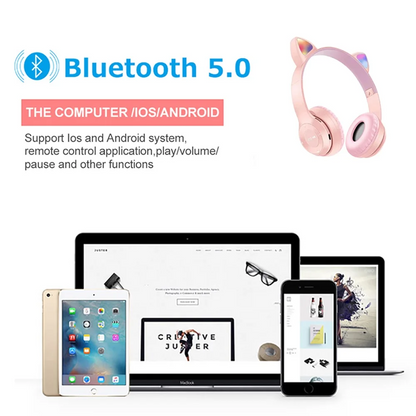 Cat Ears Bluetooth Wireless Headphone With Mic
