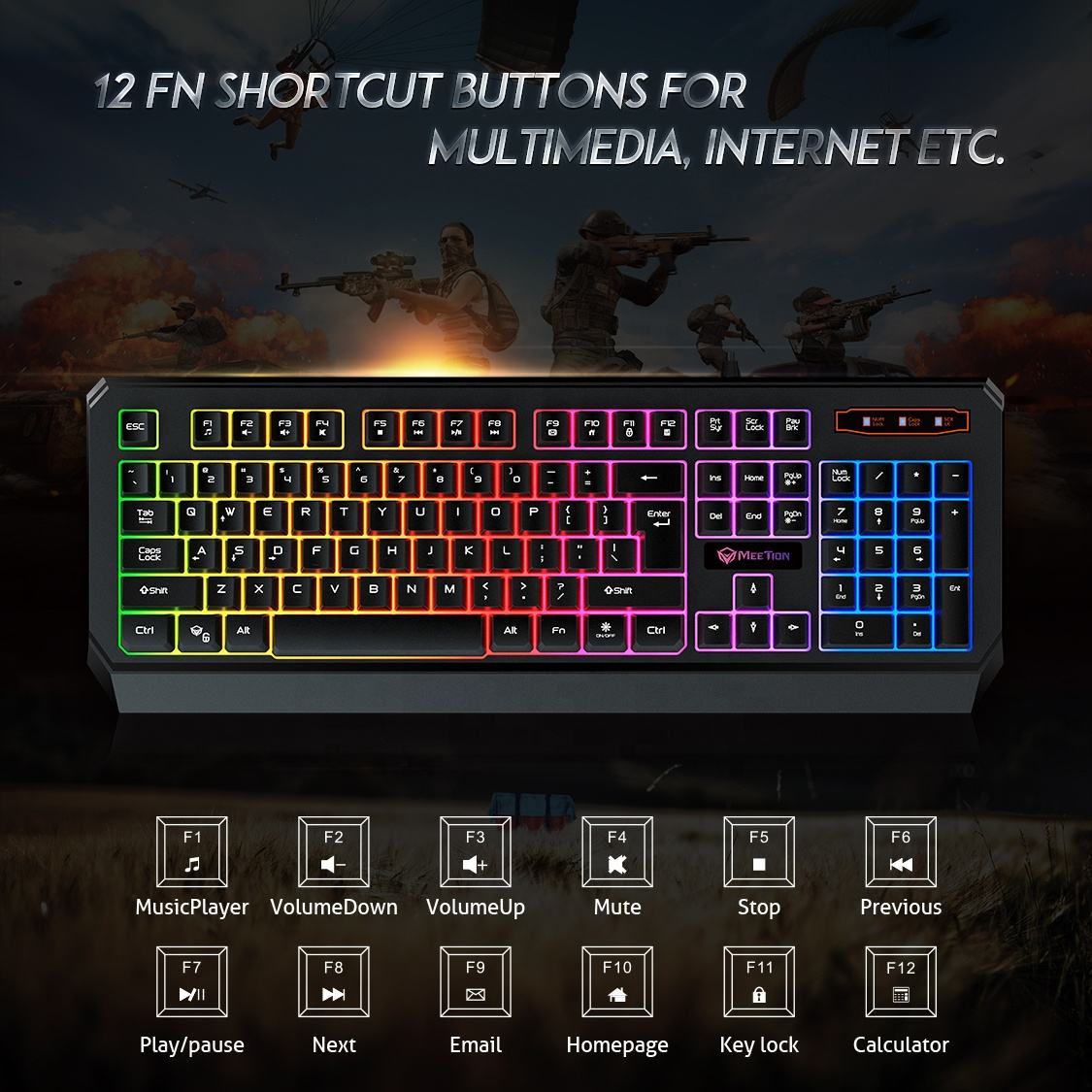 MEETION  Wired RGB Gaming Keyboard MT-K9320