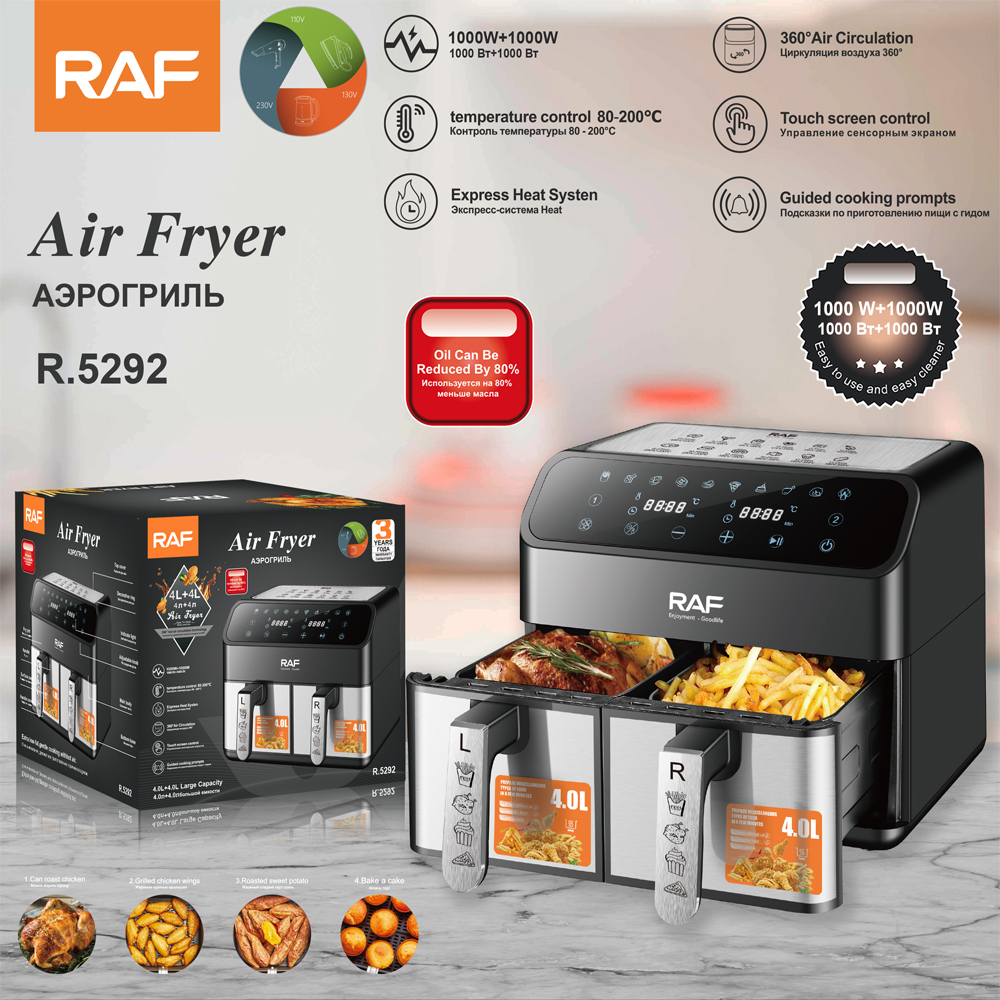 RAF Professional Double Basket Electric Air Fryer Multi-Purpose R5292