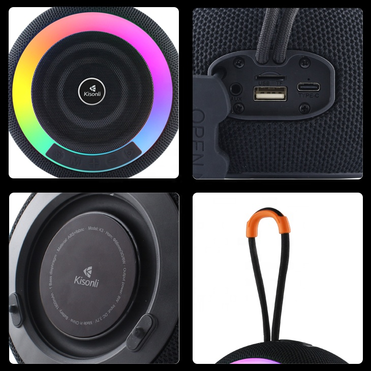 Kisonli K3 Bluetooth Speaker with Disco Lights