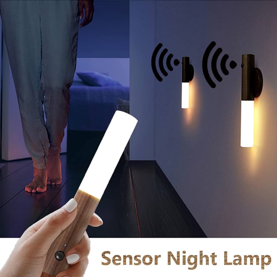 Rechargeable Led Light Motion Sensor Magnetic Wood Wall Light