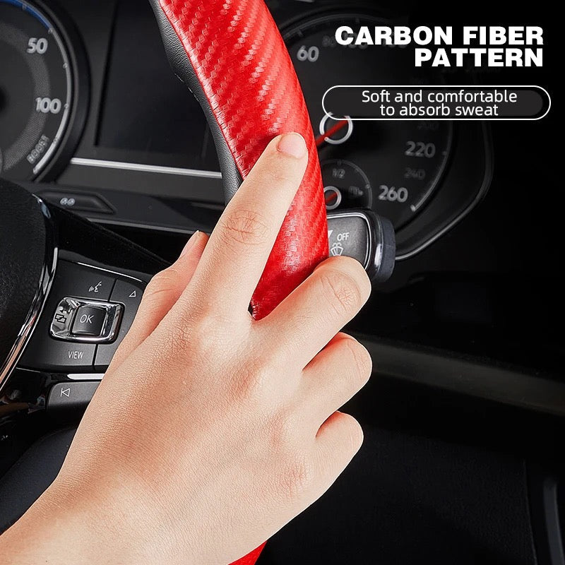 Car carbon fiber steering wheel cover non slip