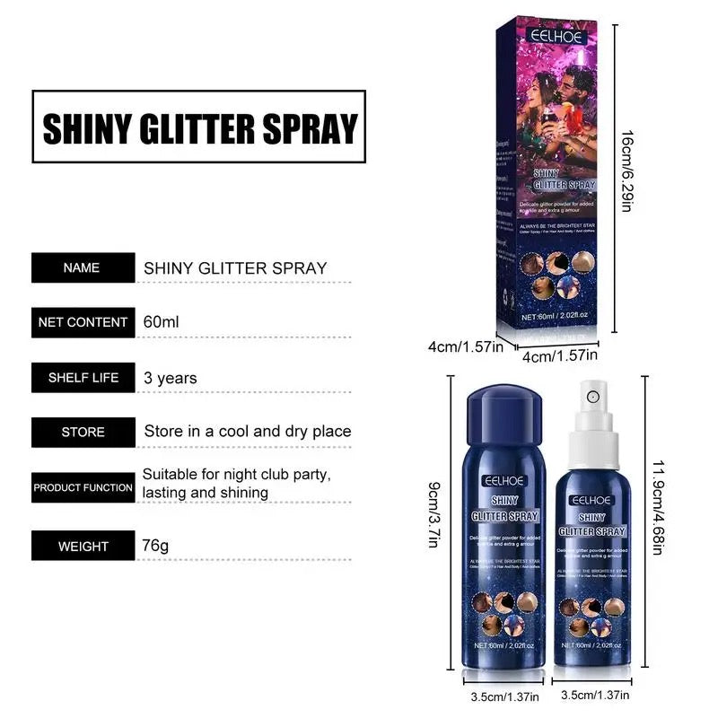Shiny Glitter Spray Body Glitter Spray, Hair Glitter