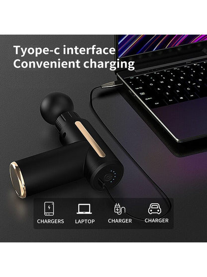 Rechargeable Mini Muscle Massage Gun With 6 Gears And 4 Massage Heads