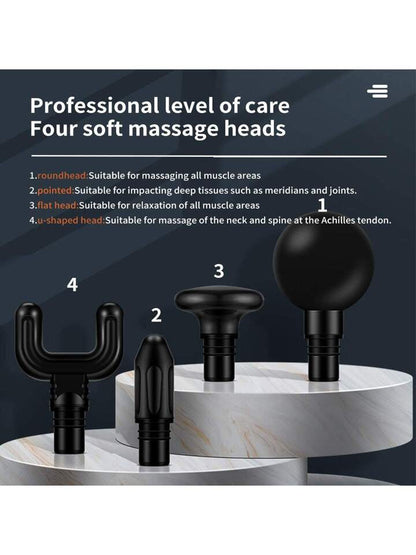 Rechargeable Mini Muscle Massage Gun With 6 Gears And 4 Massage Heads