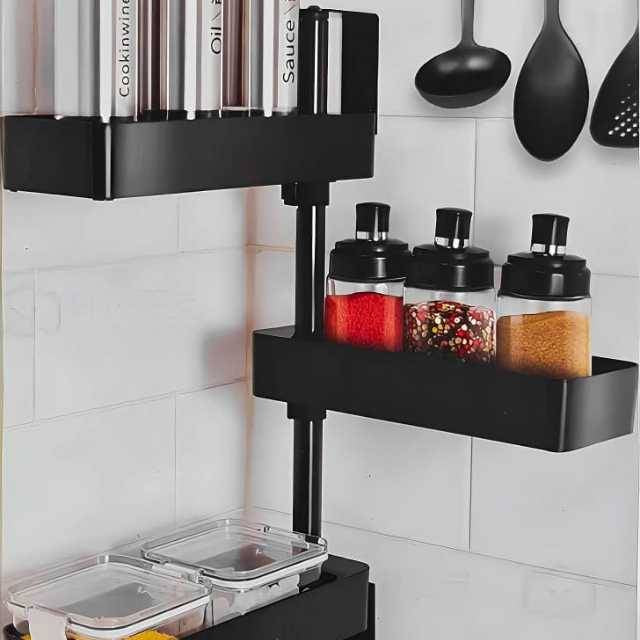3 Tiered Wall Mounted Kitchen Storage Racks 180 Degree Rotatable For Spice