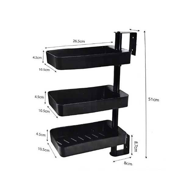 3 Tiered Wall Mounted Kitchen Storage Racks 180 Degree Rotatable For Spice