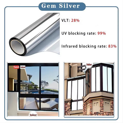 Privacy Window Film Glass Roll Film Sunscreen Glass Sticker Self Adhesive Heat Control 90x100cm