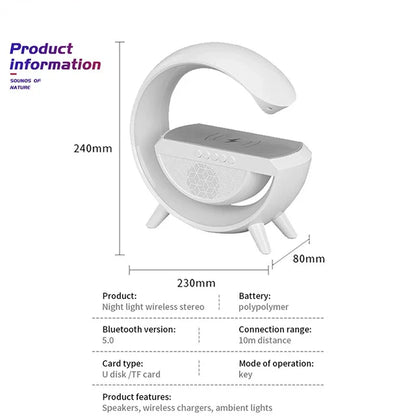 Wireless Charging Bedside LED Night Light, Bluetooth Speaker Lamp BT2301