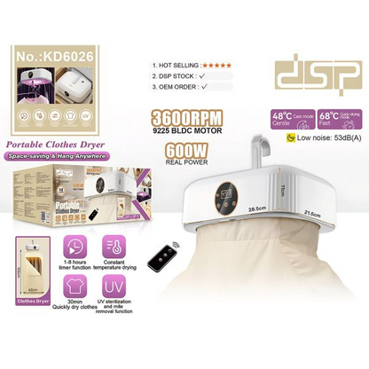 DSP Portable Clothes Dryer – 600W, Foldable, UV Sterilization KD6026