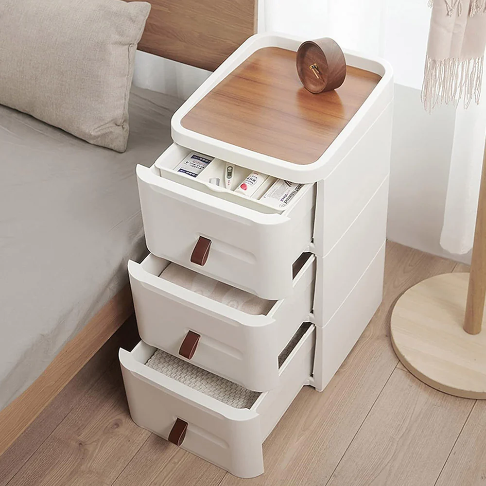 4 Drawer Storage Cabinets Japanese Style Bedside Table - AS435