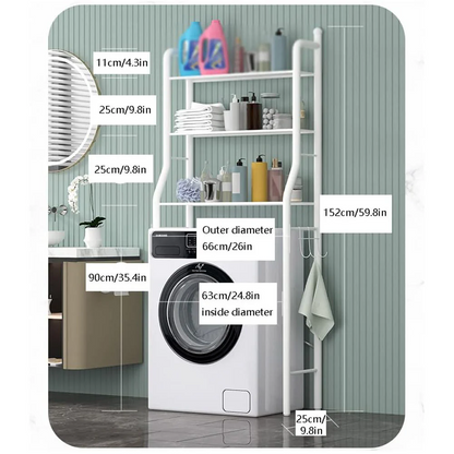 Washing Machine Multi Storage Shelf Rack with 3 Tiers with Hooks-AS98